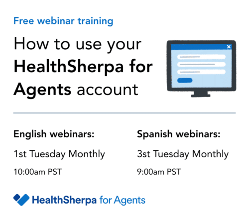 Join monthly HealthSherpa agent training webinars in English or Spanish